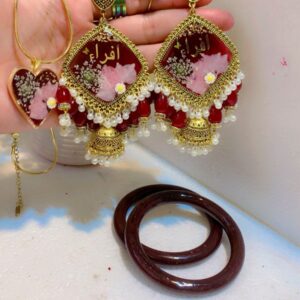 Resin jhumky and locket with name