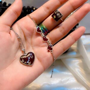 Resin Mini Heart Locket, Bracelet and Ring with Blood preservation